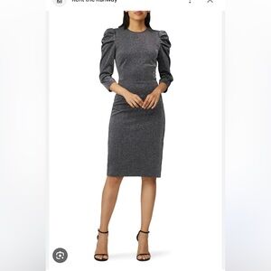 HALSTON Metallic Silver Draped Sheath